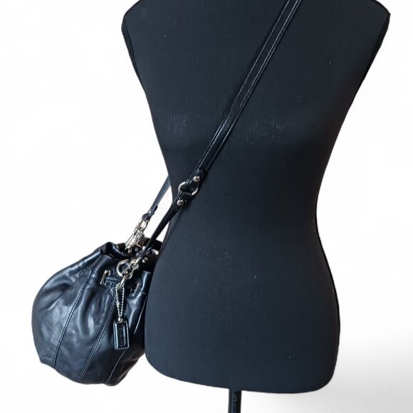 Authentic Coach Mia Drawstring Bucket Bag 14601 | Black Leather Polka Dot - Picture 14 of 14